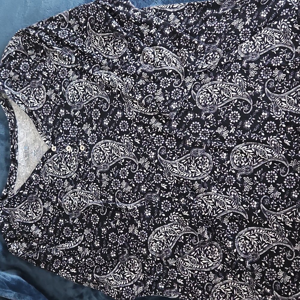 Croft & Barrow Women's Paisley and Floral Tops - Blue, Orange, Black Set Of 3 - Picture 3 of 9